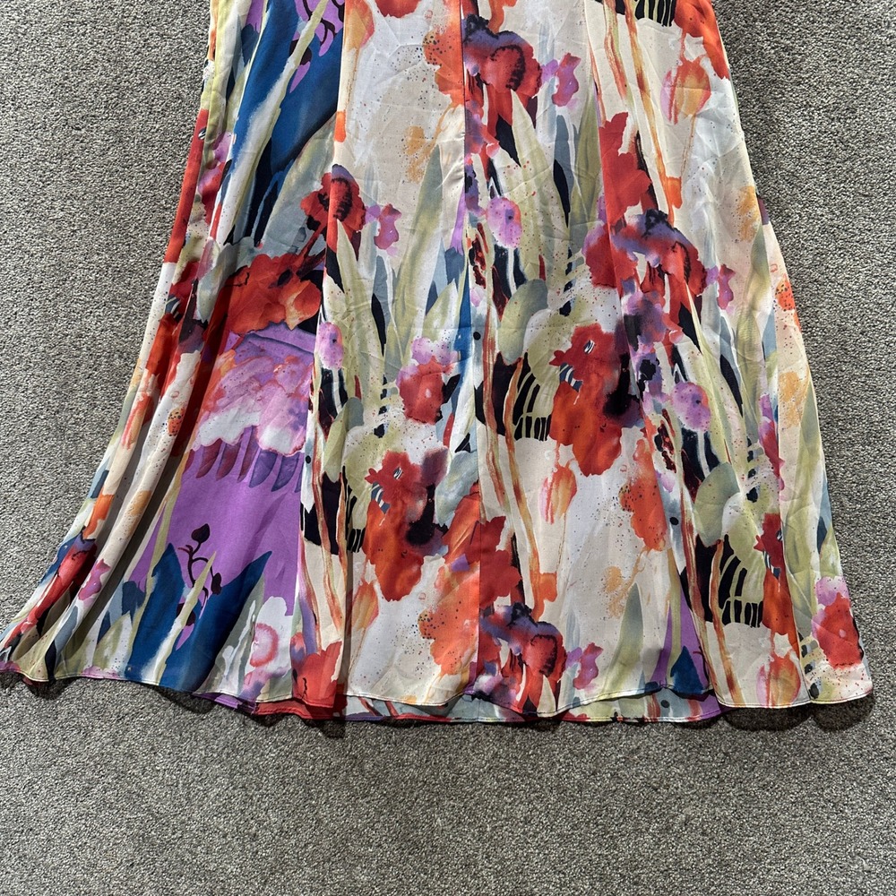 Coldwater Creek Womens 14 Abstract Floral Chiffon Midi Dress Purple Sleeveless - Picture 9 of 9